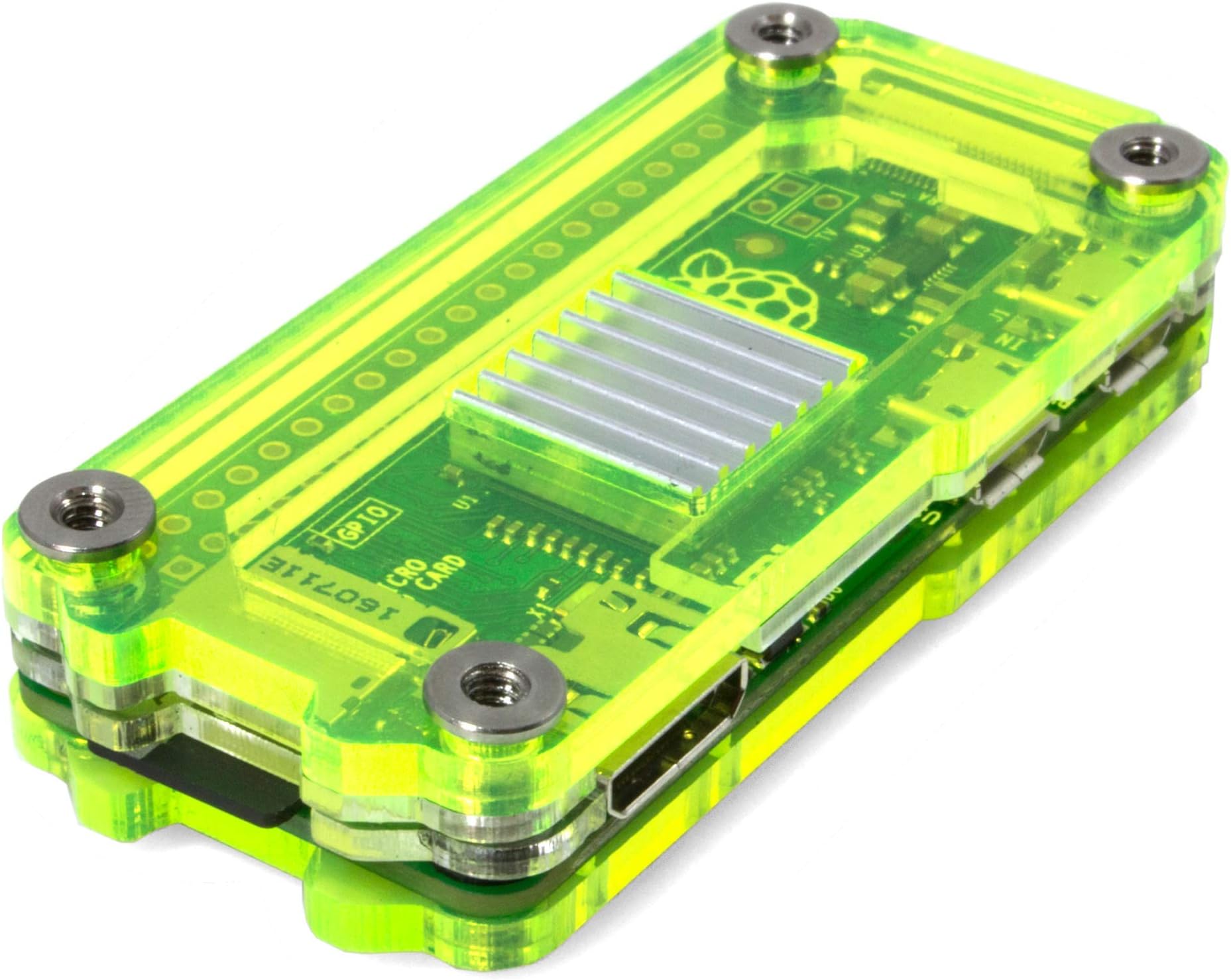 Zebra Zero Case for Raspberry Pi Zero & Zero Wireless - Laser Lime w Heatsinks