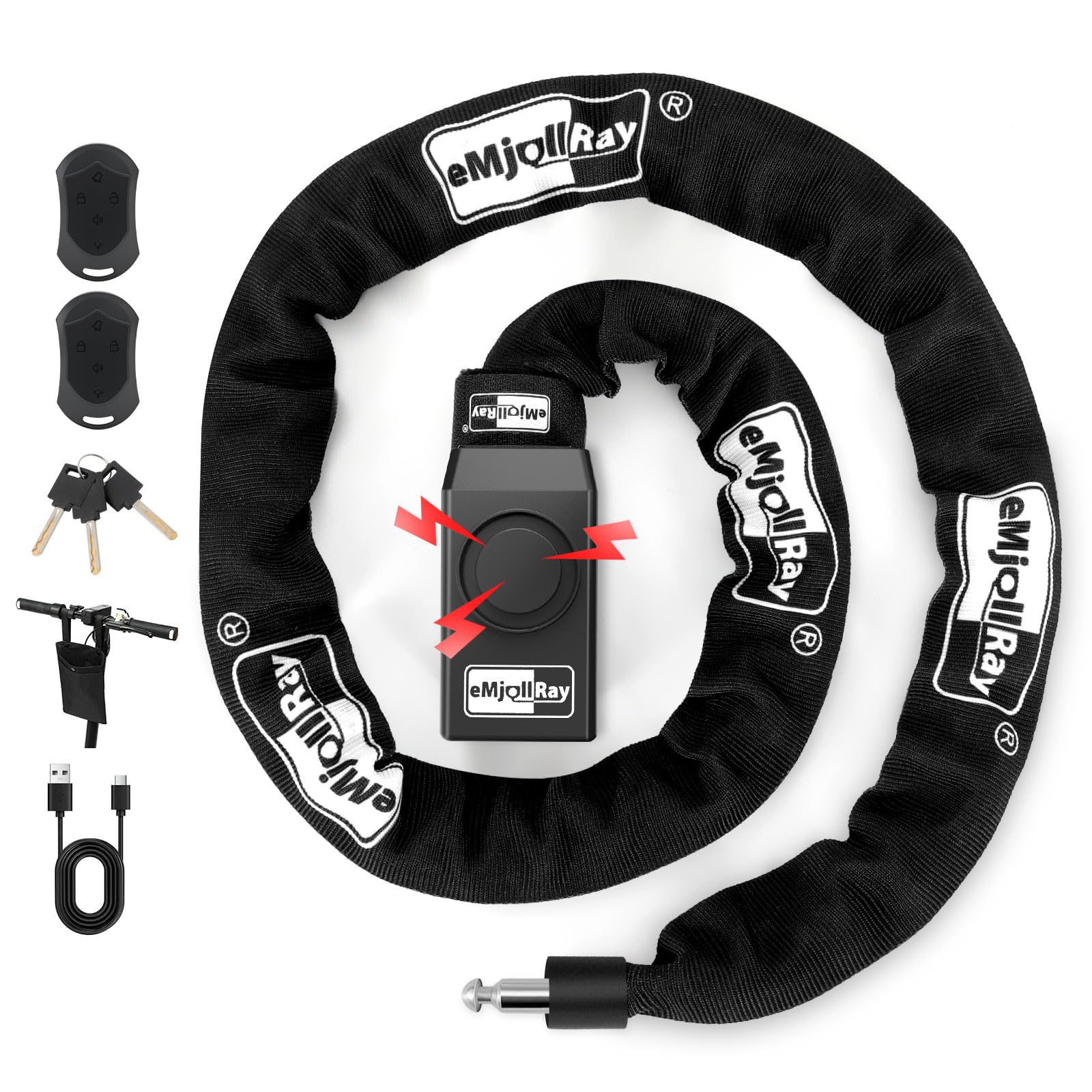 eMjollRay Bike Chain Lock with Alarm
