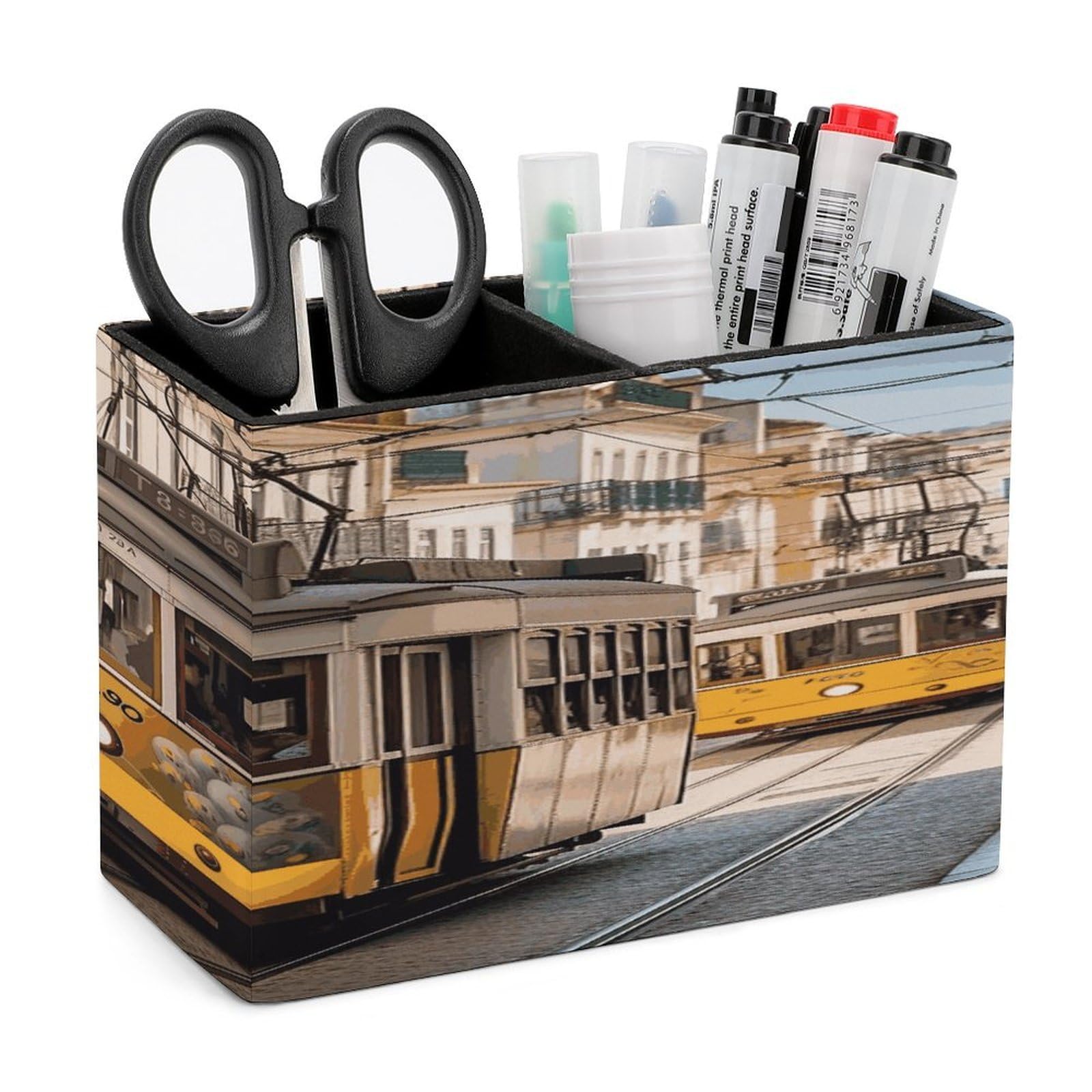 Porte-stylos en cuir pour crayons et maquillage, organiseur de bureau stable et compact