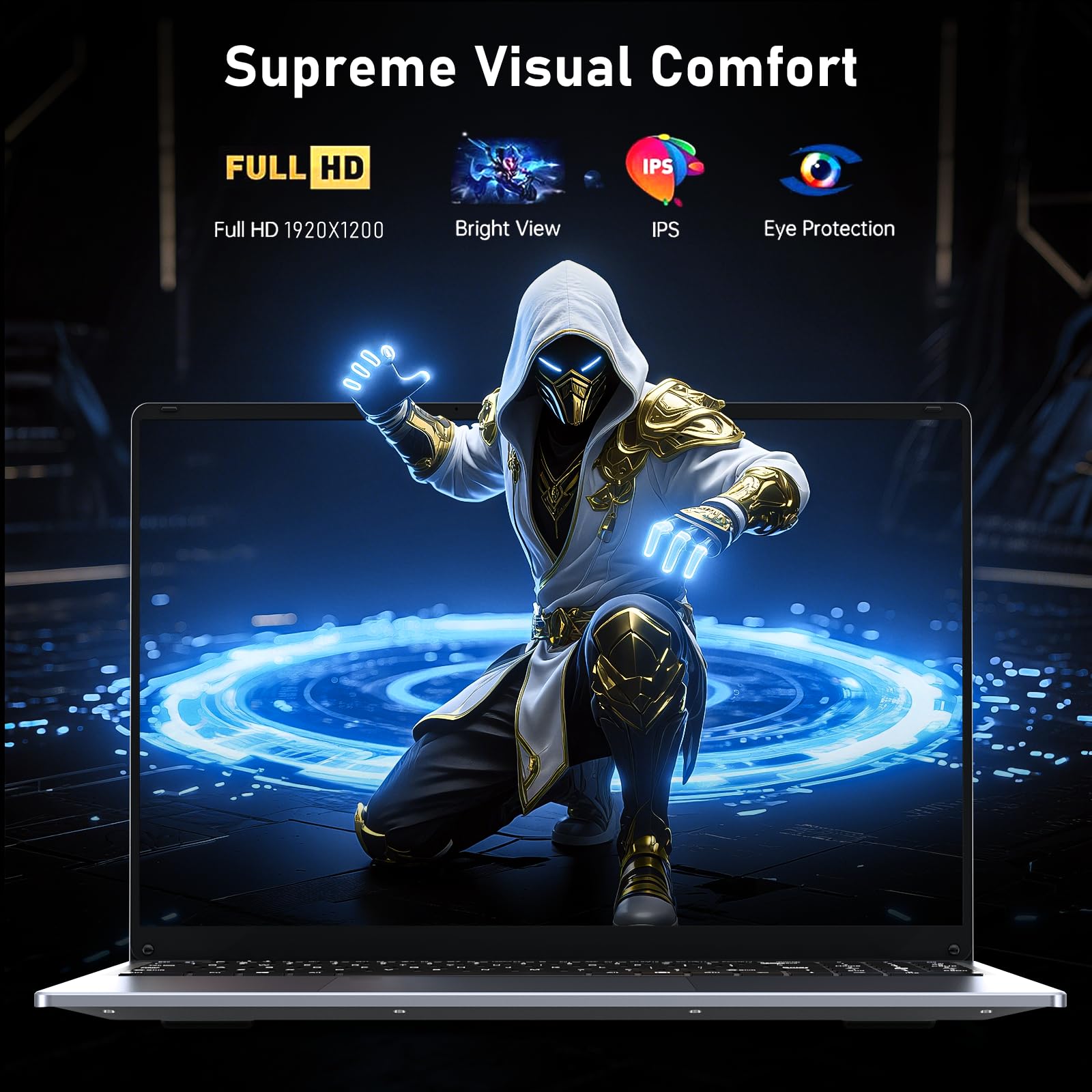 FUNYET Computer portatile da 16 pollici Gaming Laptop, 16 GB di RAM, 1 TB di SSD, Win 11 Pro Notebook, PC portatile Processore N150 (fino a 3,6 GHz), 6000 mAh, FHD 1920 x 1200, tastiera