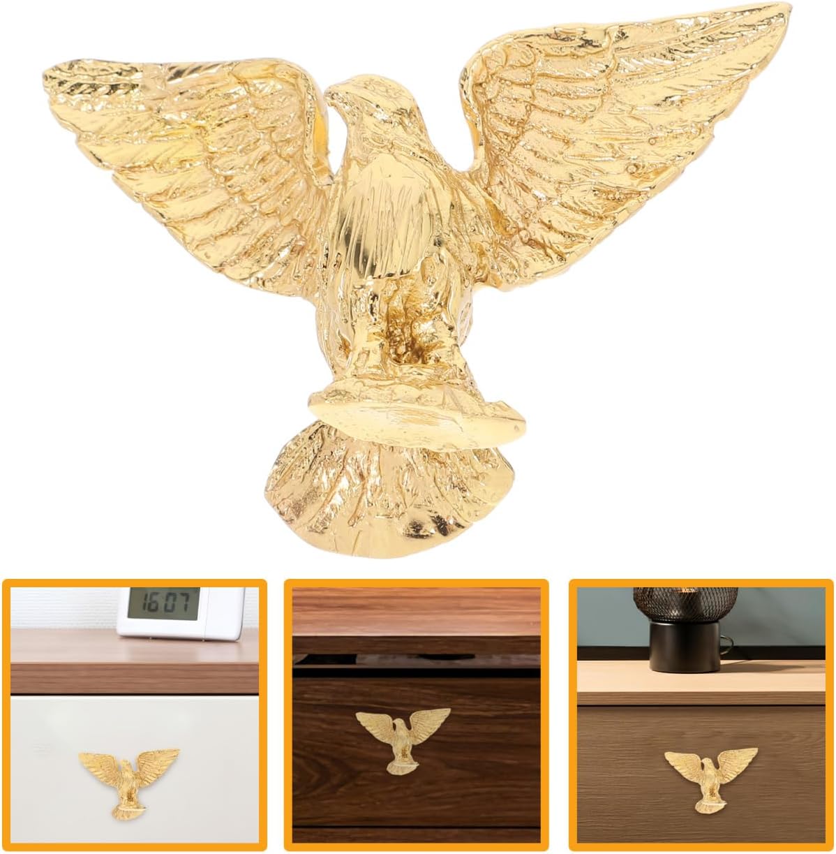 PRETYZOOM Vintage Brass Eagle Cabinet Door Handle 3.15 Inch Decorative Drawer Pulls for Dressers Kitchen Wardrobe Furniture Hardware