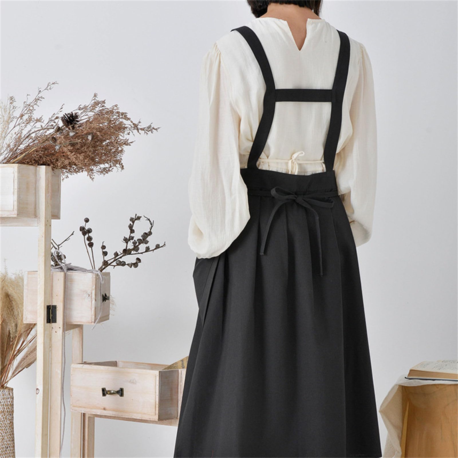 PANGBOER Pinafore Tablier de cuisine imperméable pour femme avec poches pour le travail, le jardinage, la cuisine, la peinture, la pâtisserie