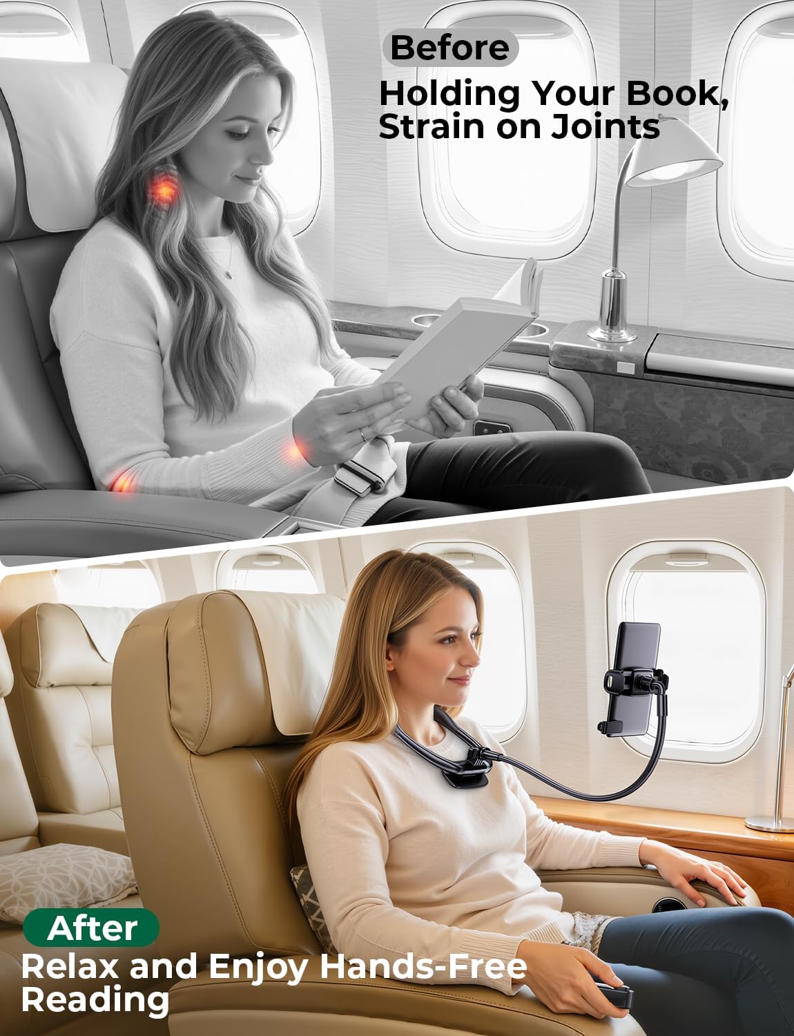Tryone Neck Phone Holder for Bed: Hands-Free E-Reader Stand with Remote Page Turner for Reading, Flexible Gooseneck Mount for Kindle, iPhone, Perfect for Bed, Sofa & Travel