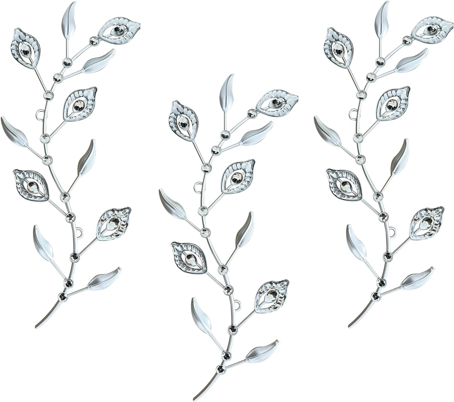 Cityelf 3 Set Crystal Leaf Wall Art Sculpture Iron Tree Leaves Branch Hanging Wall Décor Jeweled Bling Home Deor Acrylic Diamond Accent …