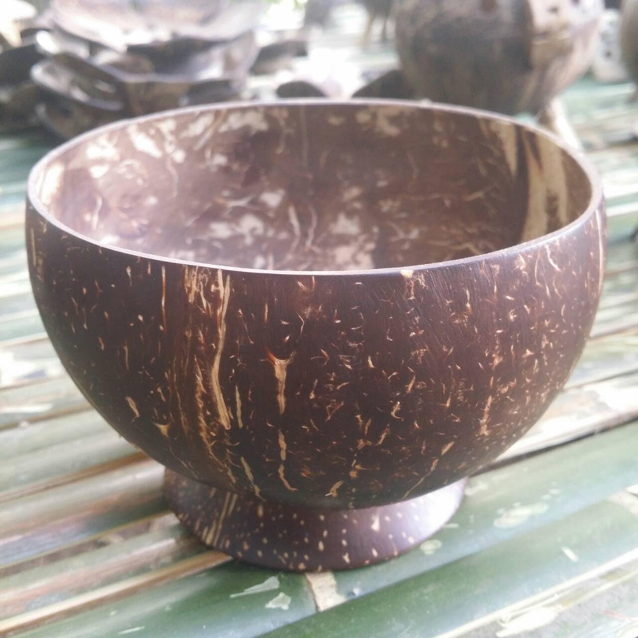 CoCo BKK Bowl coconut Hand Carved Natural and Organic, Hawaiian 4.5X4.5X3.5 Hight