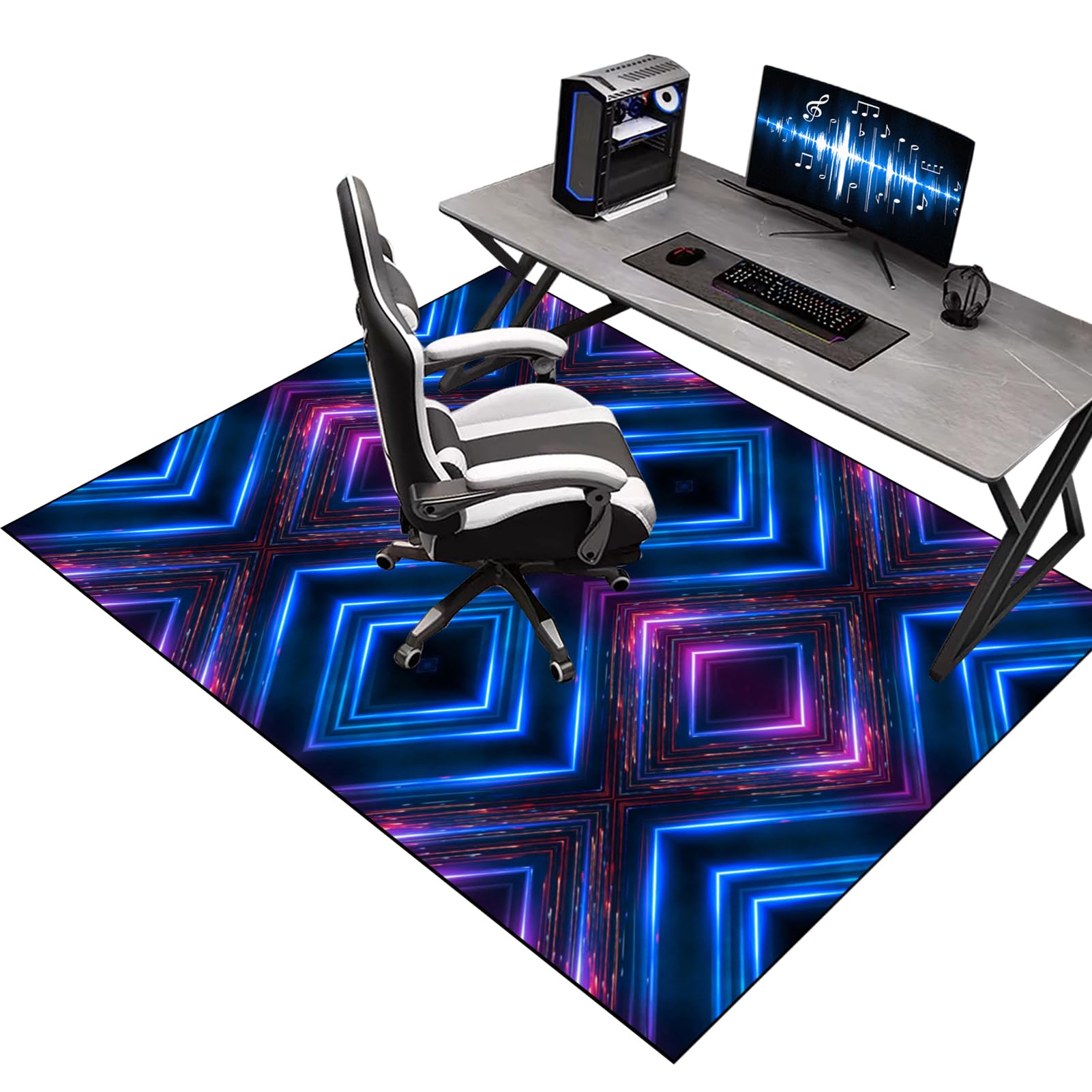 Office Gaming Chair Mat for Carpet, 90 x 150 cm Desk Chair Mat for Carpeted Floors, Heavy Duty Office Chair Mats for Carpeted and Hardwood Floor, Floor Protectors for Rolling Chairs, Protector Rug