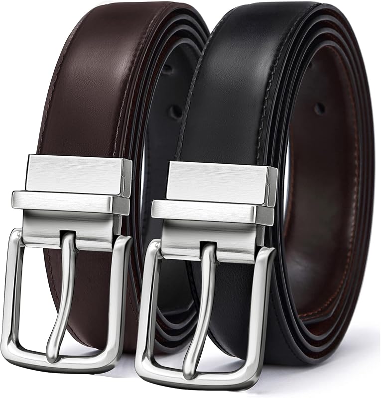 BULLIANT Men's Reversible Leather Belt Trimmable 1.25"-2 IN 1-Gift Boxed | Minimalist Travel Belt | Tailored Size | Versatile Dress Casual Belt