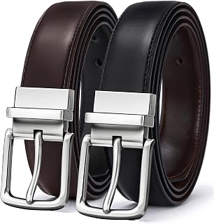Men's Belt,Reversible Belt Adjustable For Gift Men 1.25”-Cut For Fit-2 Sides in 1 Belt(Not 2)