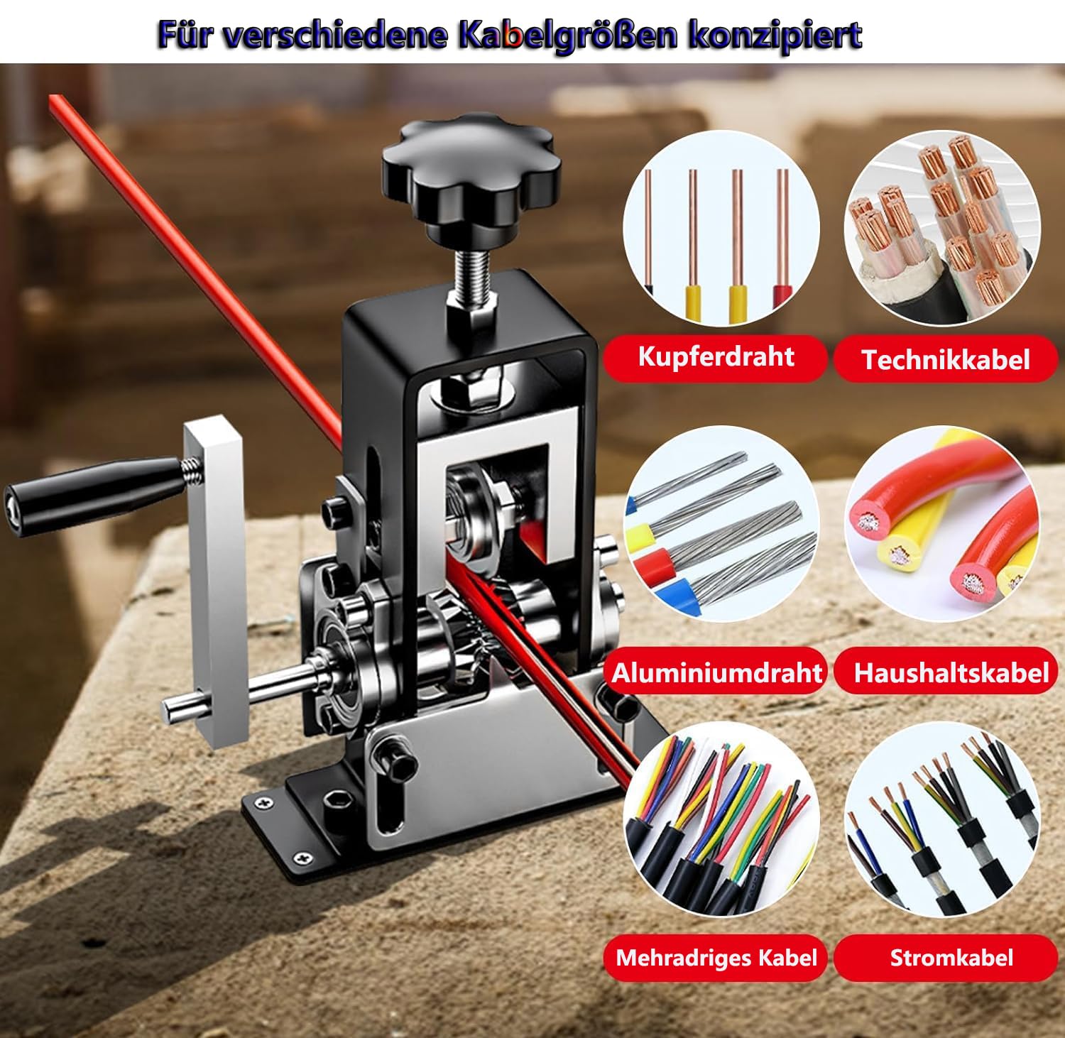 Kabelschälmaschine Elektrisch，Kabel Abisolierwerkzeug Abisolierdurchmesser 1-25 mm，Kabelabisoliermaschine mit Abnehmbarem Griff, Abisolierzange zum Recycling von KabelabfäLlen