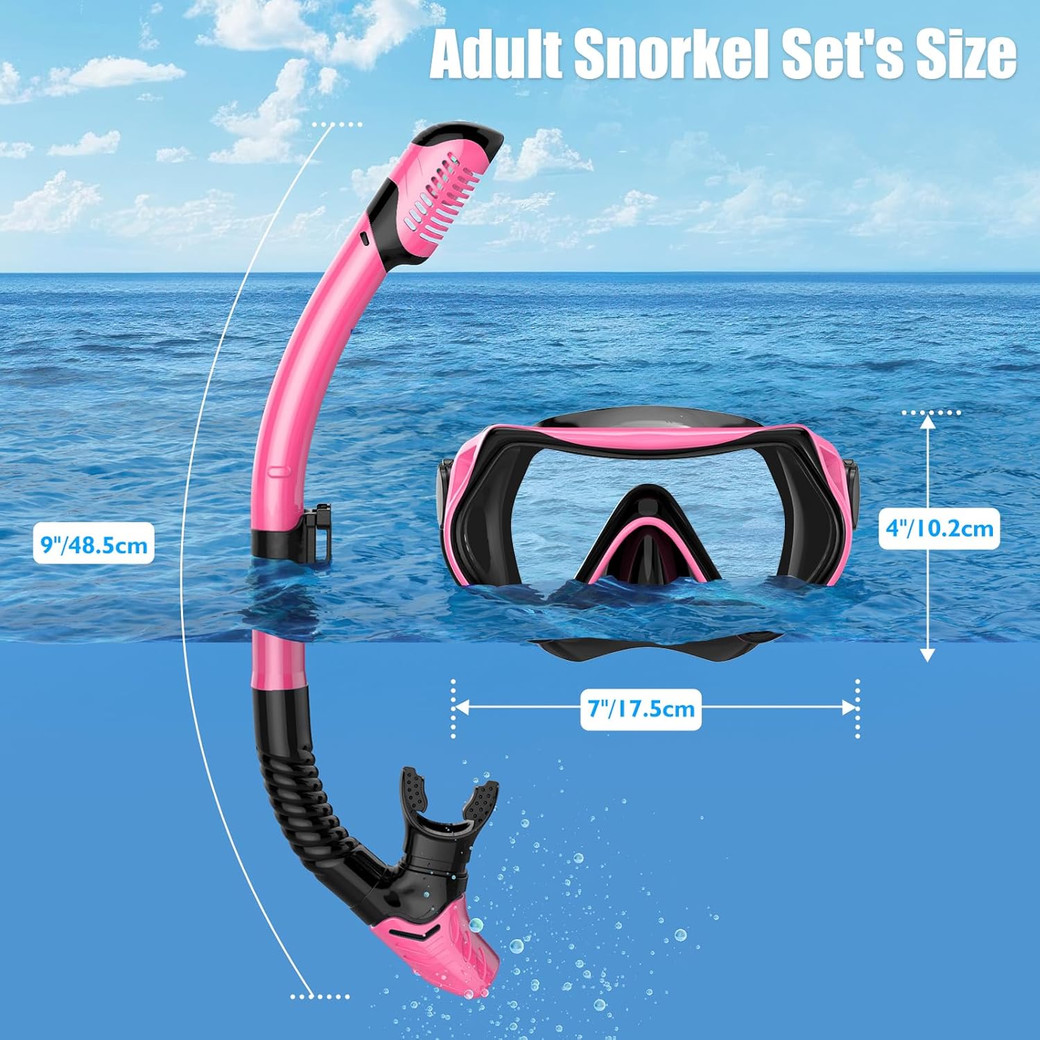 Snorkeling Gear for Adults, Dry-Top Snorkel Set Scuba Diving mask, Snorkel Mask, Panoramic Anti-Leak Anti-Fog Tempered Glass Lens, Swimming Training Snorkeling Packages - Image 4
