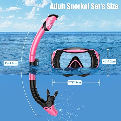 Miniatura 4 de Snorkeling Gear for Adults, Dry-Top Snorkel Set Scuba Diving mask, Snorkel Mask, Panoramic Anti-Leak Anti-Fog Tempered Glass Lens, Swimming Training