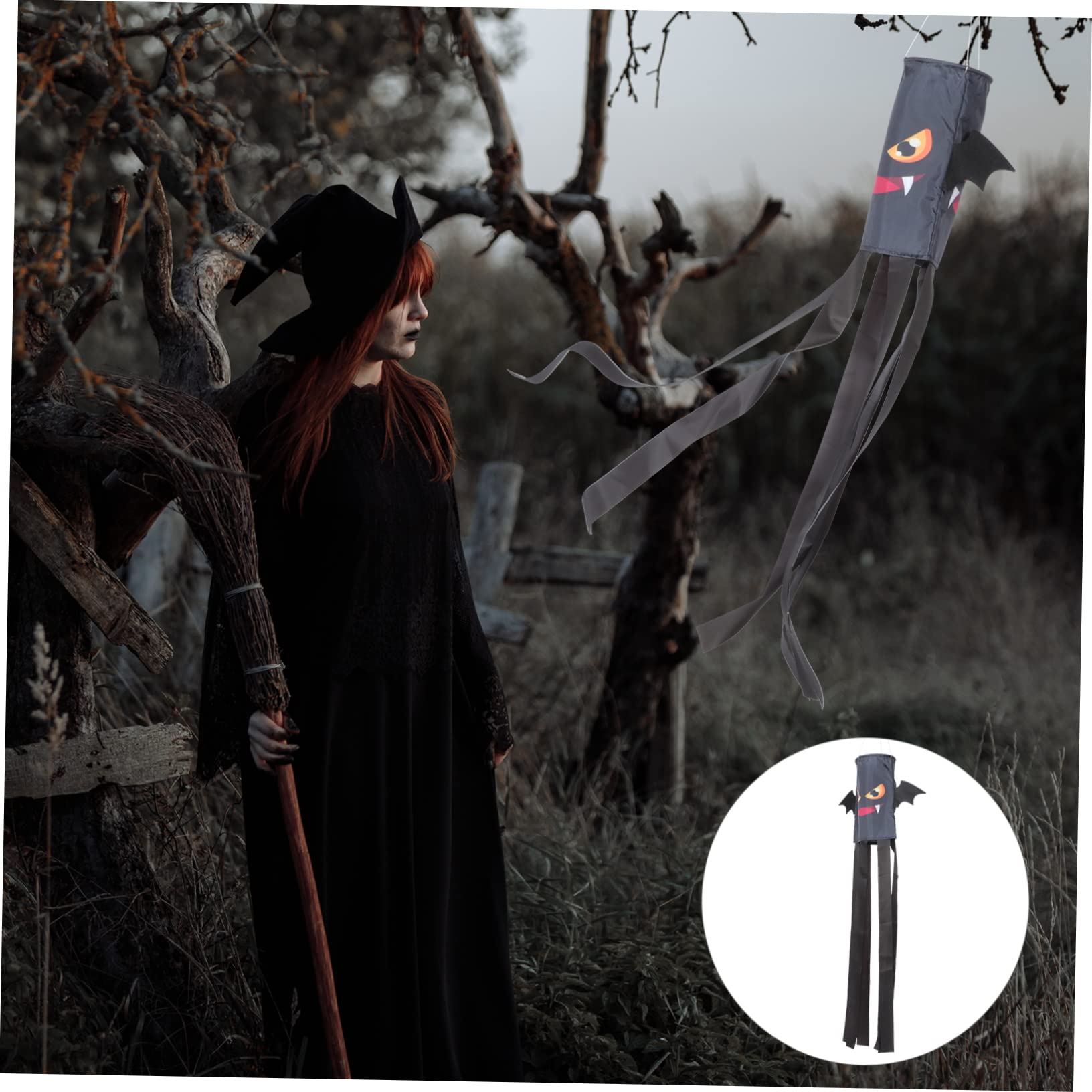 POPETPOP 4 Pz manica a di Halloween manica a pipistrello di Halloween decorazione da appendere fantasma bandierine spaventapasseri calza antivento in nylon