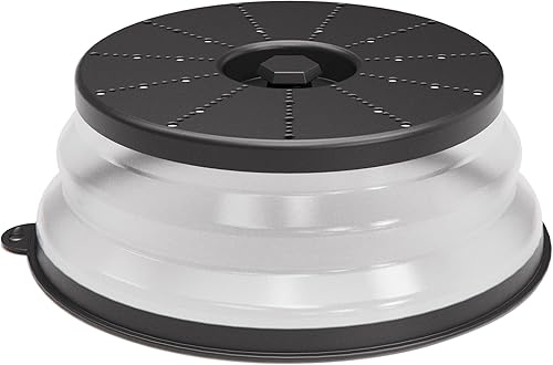 WVM Cubierta para salpicaduras de microondas ventilada para alimentos con agujero de gancho, protector de salpicaduras y colador de cocina para