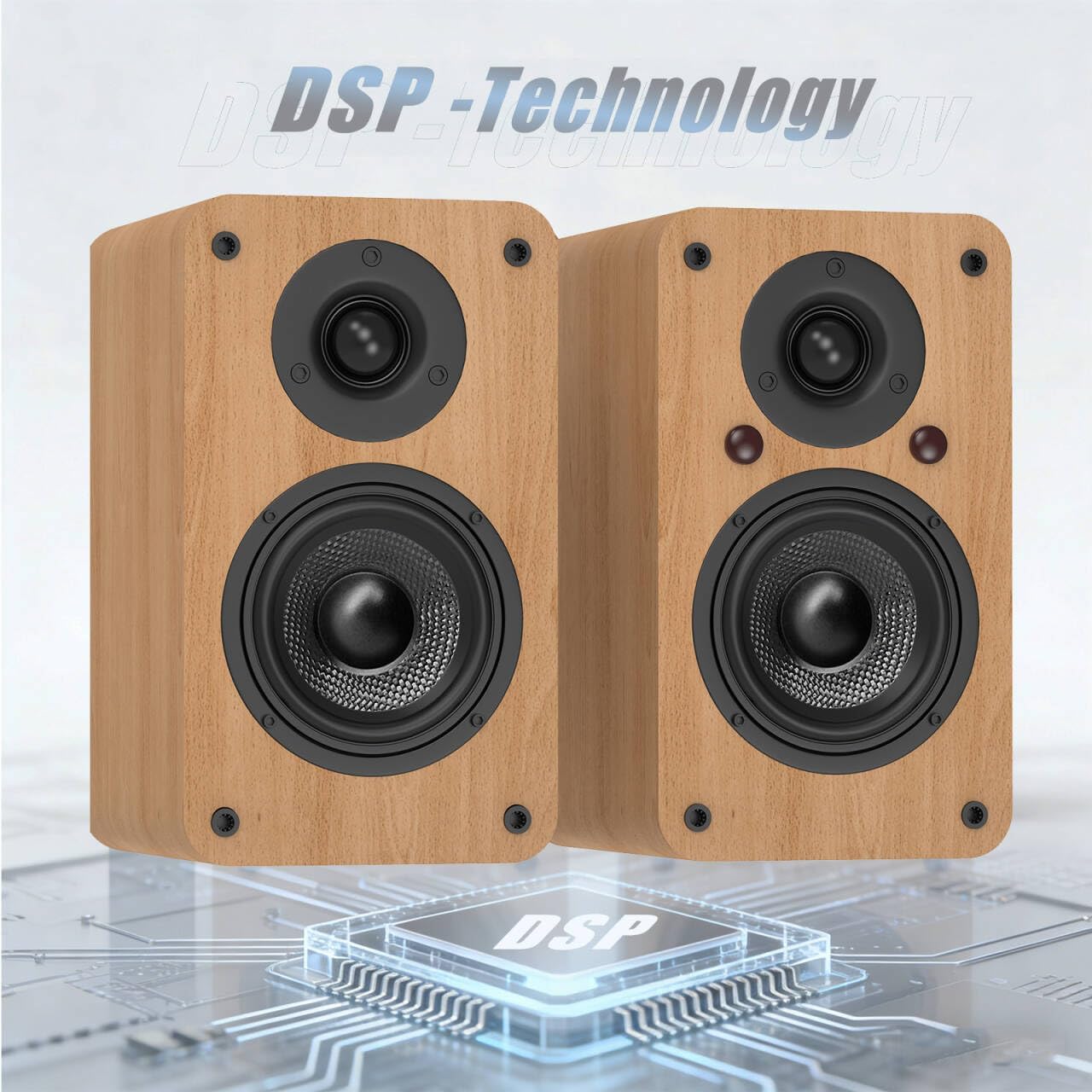 LONPOO Bluetooth Bookshelf Speakers with ARC,100W Powered Speakers Bookshelf Speaker System Optical/Coaxial/ARC/USB/AUX