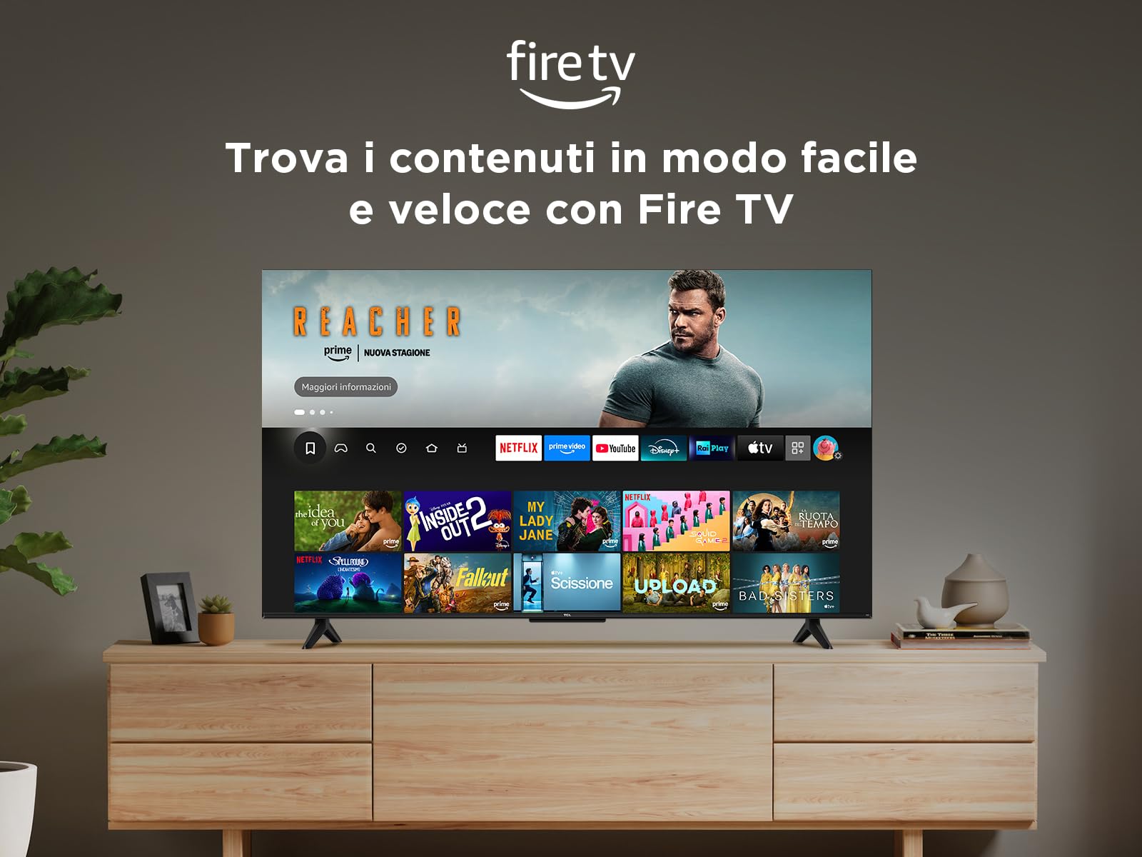 TCL 85T6C 85'' QLED TV 4K HDR, Fire TV (Dolby Vision e Atmos, HDR10+, Premi e Chiedi ad Alexa)