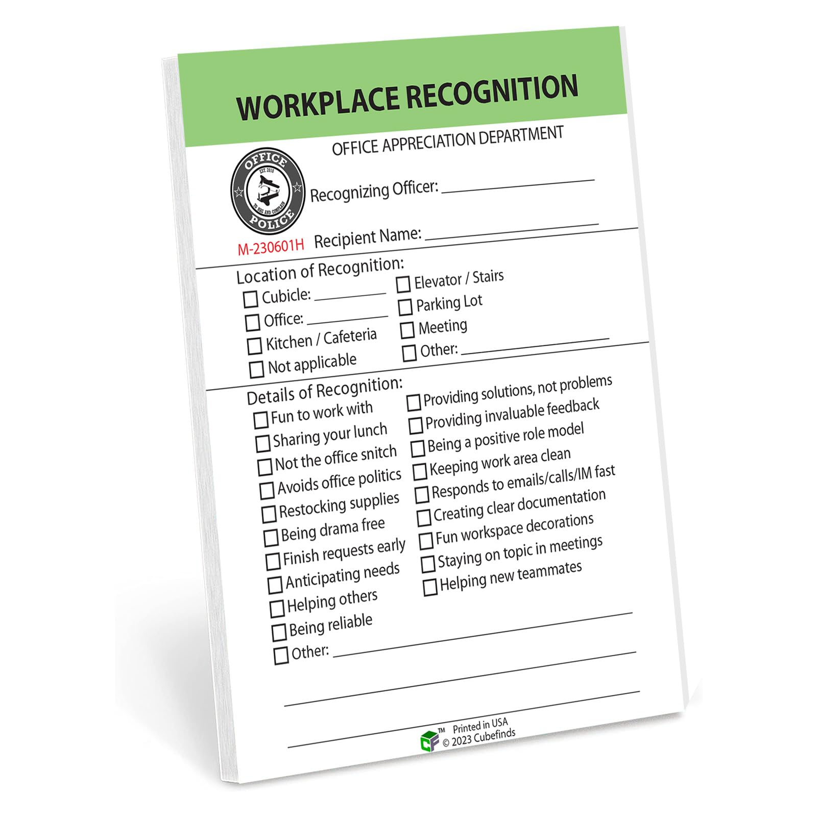 Cubefinds Workplace Recognition Award self-Adhesive Sticky Notes, Modern Appreciation Inspirational Notepad to Reward Office Cube Peers, notepads, 4 x 6-inches, 50 Sheets