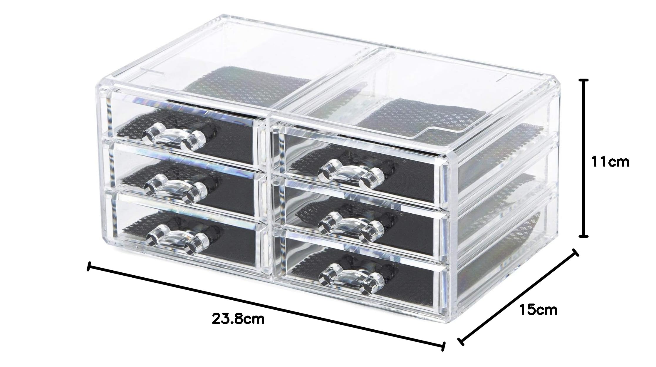 Compactor Bijoux Organizer 6 Cassetti, Polistirene Trasparente, 23.8 x 15 x H. 11 cm, RAN6044