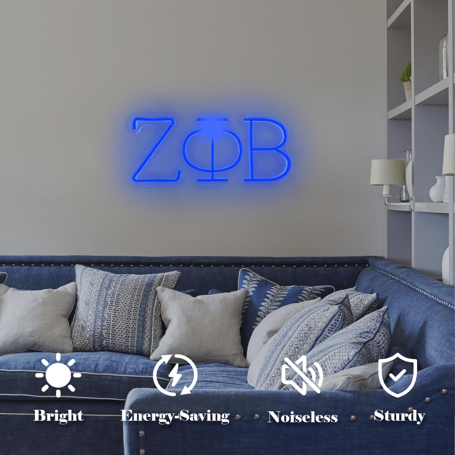 Sorority Neon Sign Dimmable Blue Sorority Led Sign Greek Paraphernalia Neon Lights for Wall Decor Sorority Gifts for Women Sisters Party Bedroom