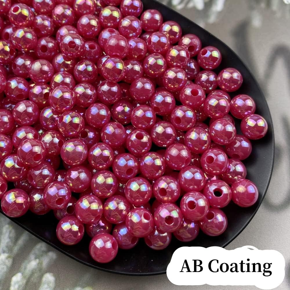 300pcs Pearl Beads for Crafts 8mm AB Colors Round Loose Pearl Beads for Necklaces Bracelets Earrings Jewelry Making Home Decoration(Red AB) - Image 4