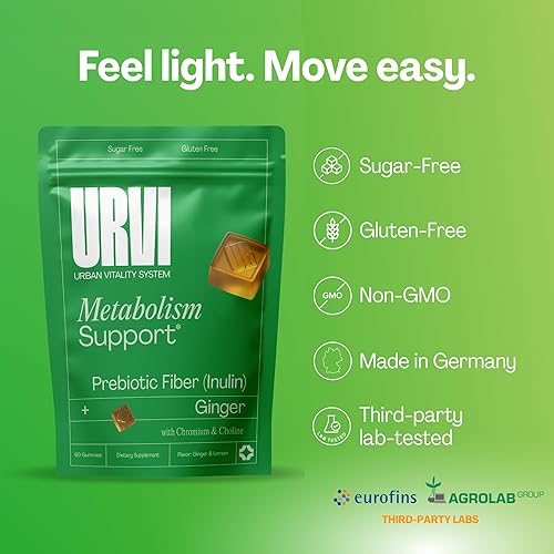 Miniatura 4 de URVI Gomitas de suplemento para el metabolismo  Picolinato de cromo, colina, fibra prebiótica inulina y extracto de jengibre de alta potencia  Apoya