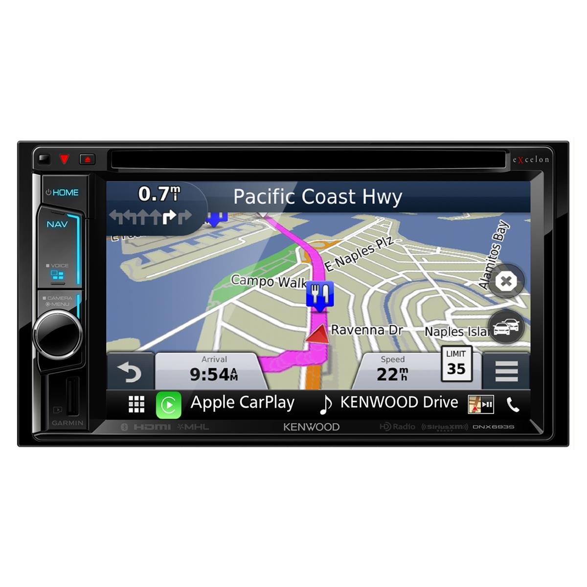 Kenwood DNX693S 6.2" eXcelon Double-DIN AV Navigation System with Bluetooth