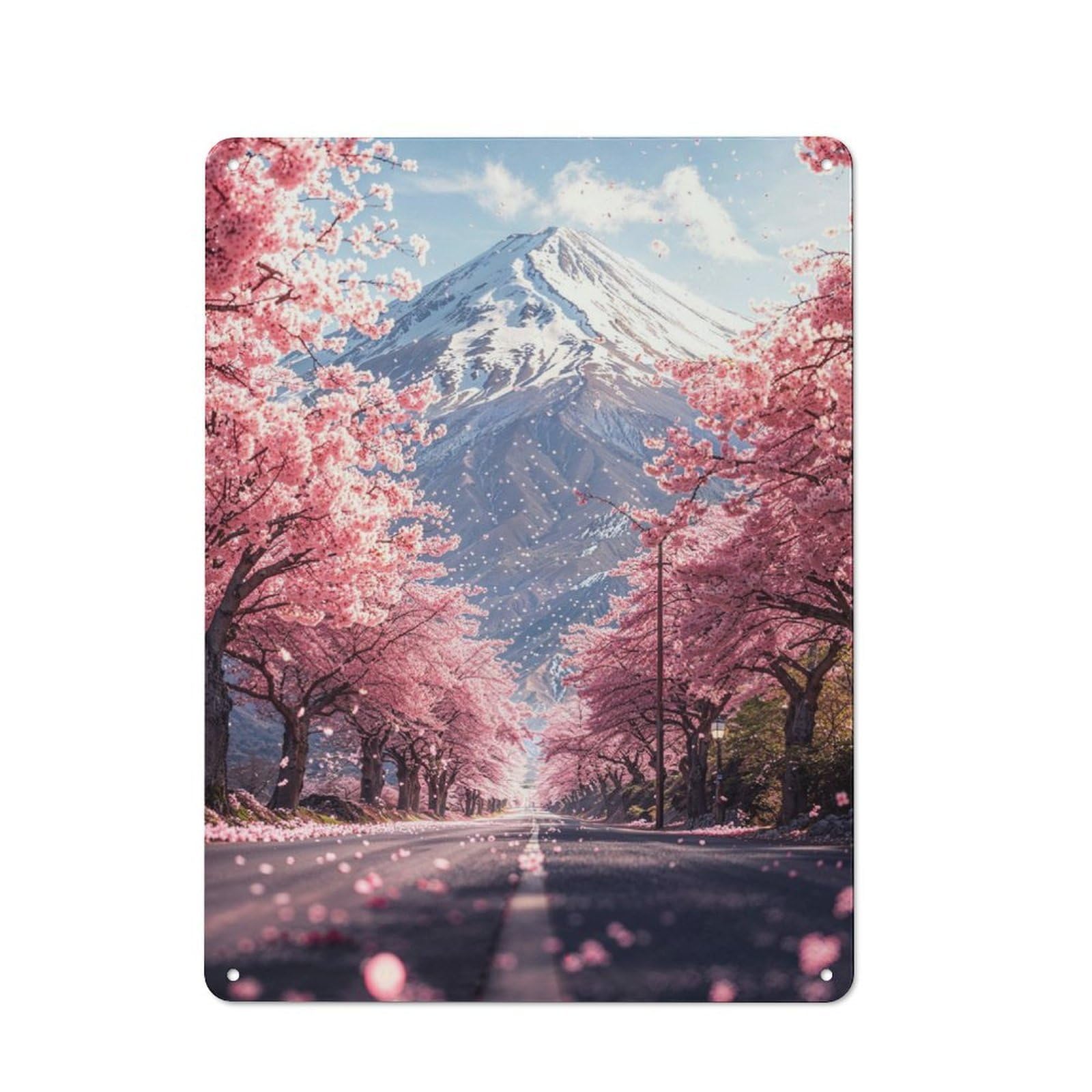 Junmoney Japanese Mount Fuji Road For Guest Room Or Hallway, Retro-Style Tin Sign 40X30cm, For Vintage Wall Decor Fans, For Themed Room Decoration