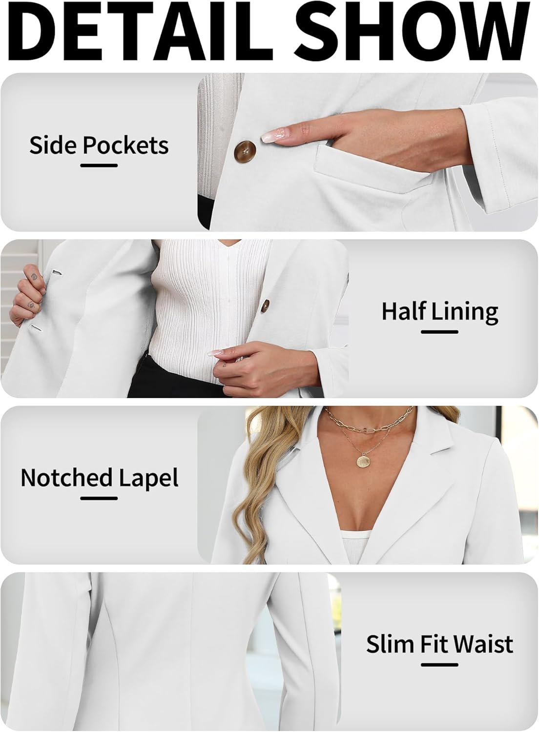 ELLEVEN Women's Casual Stretchy Knit Blazer,Lightweight Slim Fit Jackets Long Sleeve Business Suit with Pockets - Image 6