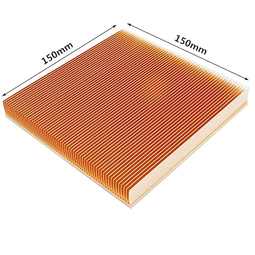 Miniatura 2 de Disipador de calor de cobre puro para bricolaje, 5.91 x 5.91 x 0.79 pulgadas, enfriador de aletas para amplificador LED de alta potencia,
