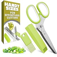 Vista 1 de Tijeras de hierbas con 5 cuchillas y tapa, cortador de hierbas de acero inoxidable para un corte rápido y preciso, diseño compacto y fácil