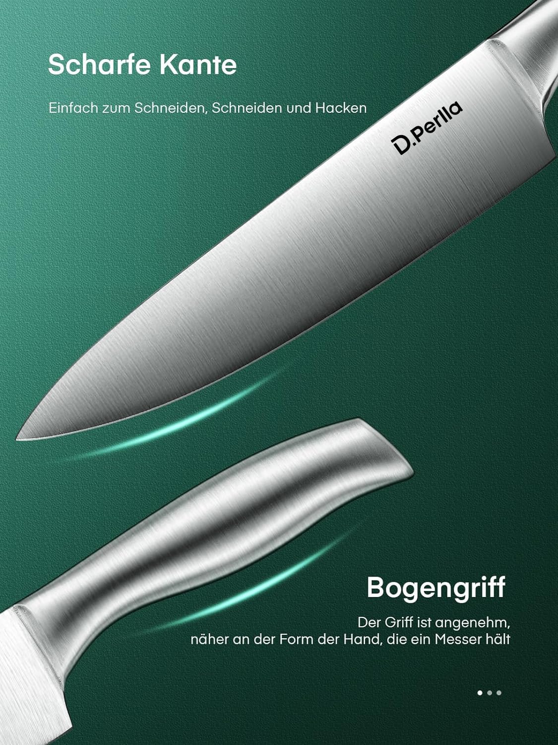 D.Perlla Messerblock, Profi Messer Set 16-TLG, Extra Scharf & Ergonomischen Messerblock Messer Set, Nehmen Sie Nahtlose Schmiedetechnologie an, Edelstahl Kochmesser Set mit Holzblock, Schwarz