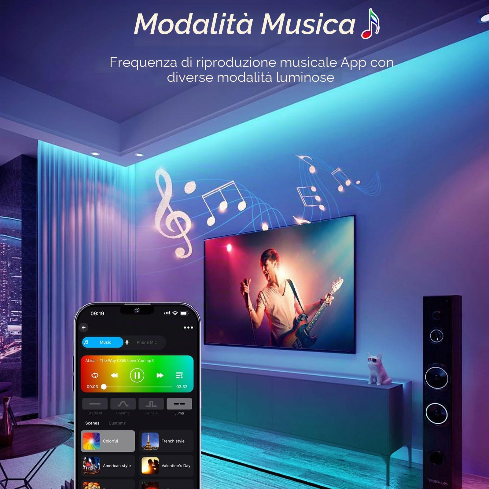 Striscia LED COB 10 m 576 led RGB, WiFi Striscia LED 24 V 5 A App & Telecomando Controllo, Striscia luminosa Compatibile con Alexa e Google Home, Decorazione per la casa cucina Television