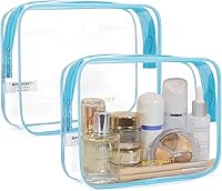 Vista 8 de BAGSMART - Bolsa de aseo aprobada por la TSA, organizador de cosméticos y maquillaje transparente, bolsa de viaje de tamaño de cuarto de galón