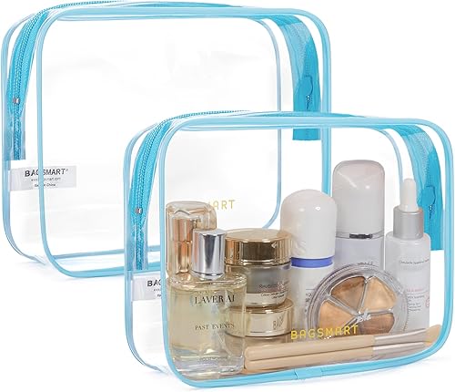 Miniatura 8 de BAGSMART - Bolsa de aseo aprobada por la TSA, organizador de cosméticos y maquillaje transparente, bolsa de viaje de tamaño de cuarto de galón