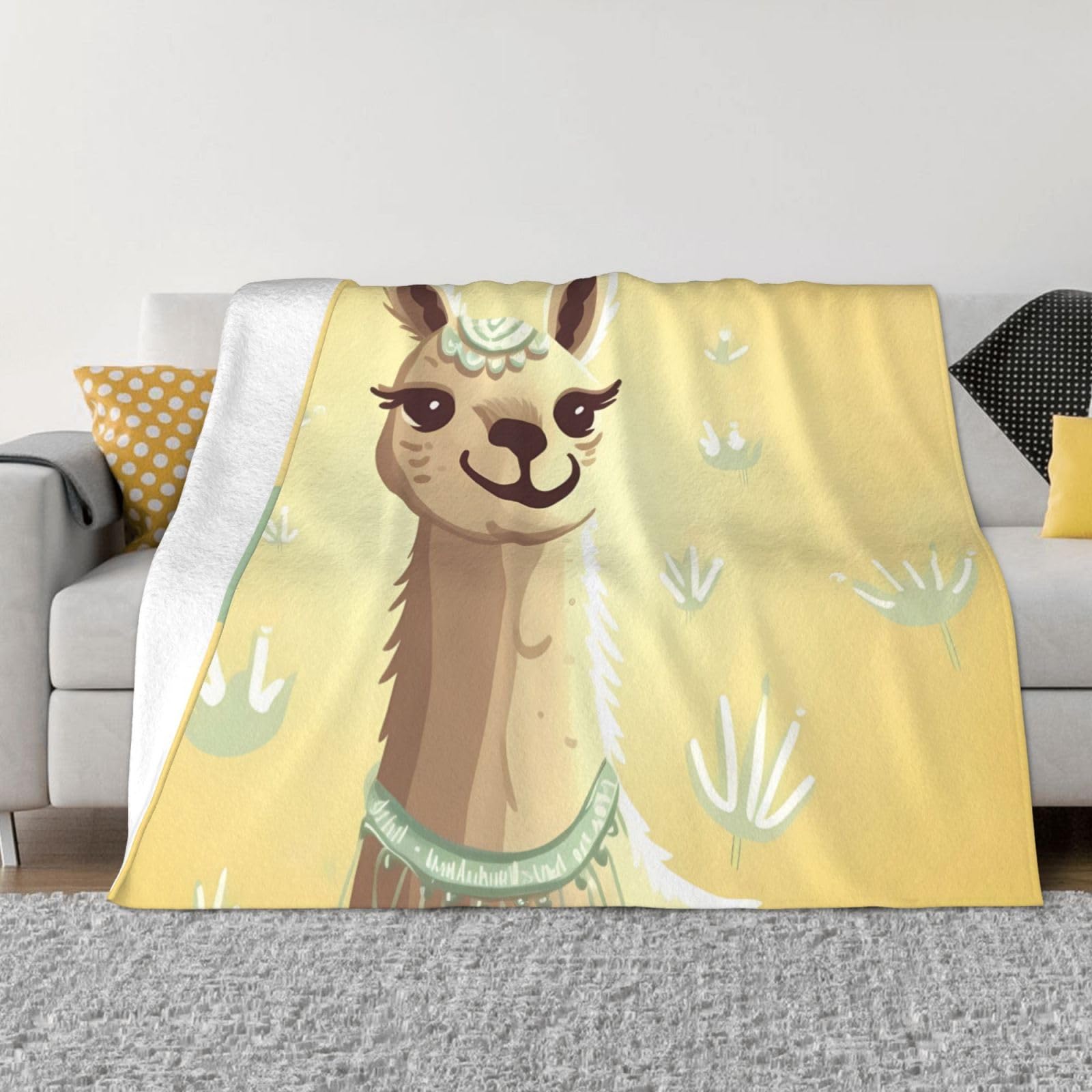 Couverture pour canapé motif lama pour vos soirées cocooning au salon