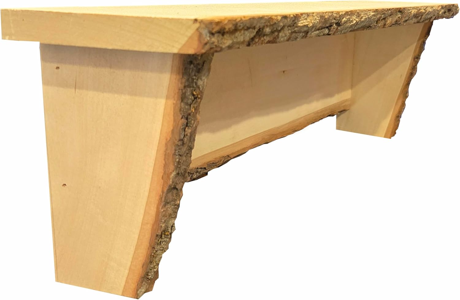 Foggy Bottom Woodworks LLC Rustic Basswood Bark Live Edge Shelf, 22 Inches