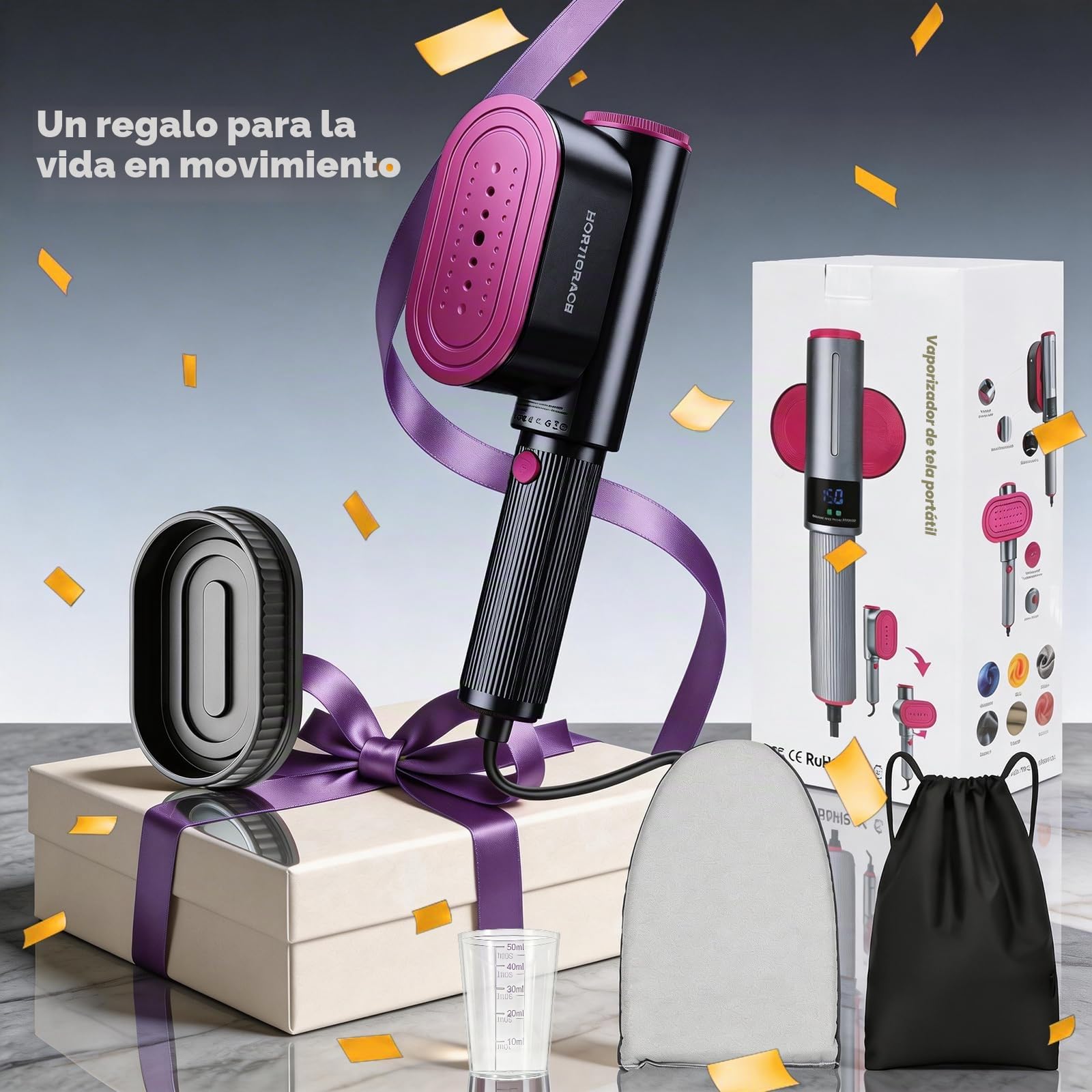 Plancha Vertical Vapor 1200 W, Flujo de Vapor 24g/min, Calentamiento Rápido 15 s, Plancha Ropa 2 en 1, Pantalla LED, Ferro Vapor Vertical Portátil para Hogar y Viaje