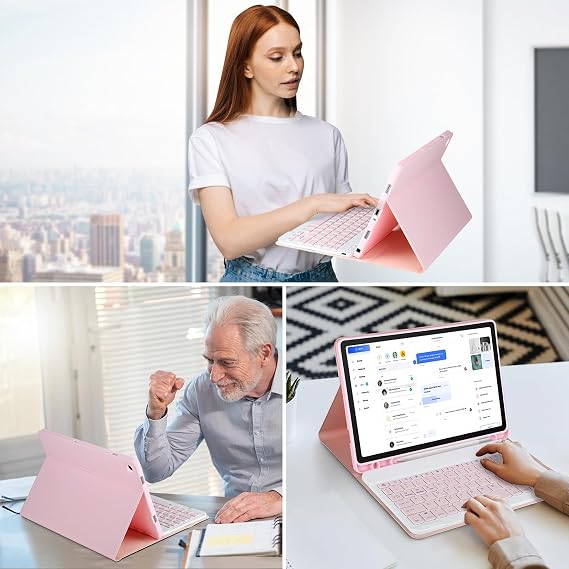 Keyboard Case for Samsung Galaxy Tab A9+/Plus 11 2023(SM-X210/X216/X218),Case with Keyboard for Samsung Tab A9+ with S Pen Holder,Detachable Bluetooth Keyboard for Galaxy A9 Auto Wake/Sleep,Pink