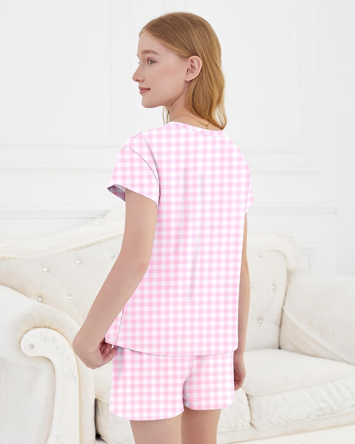 Girls Summer 2 Piece Outfits Casual Kids Lounge Sets Shorts Sleeve Tops and Elastic Waist Shorts with Pockets 2026 New