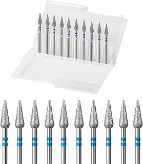 10pcs Diamond Cuticle Clean Nail Drill Bits Set,Professional Safety Rotary Carbide Under Nail Cleaner Russian Manicure Nail Bit for Cuticle Dead Skin,Nail Prepare Salon Tools(Medium-M)