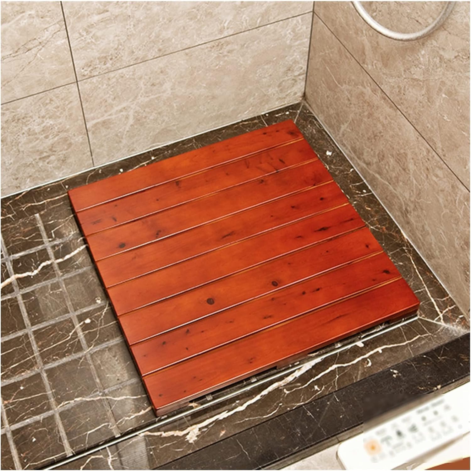 BHGFYXBS Wood Bath Mat Shower Spa Multipurpose Wooden Shower Mats Duck Board Mat Floor Pedal,Brown-2pcs-60x70cm