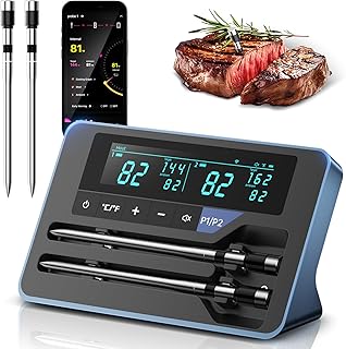 2025 AI Wireless Meat Thermometer, Smart Bluetooth Meat Thermometer Digital, ±0.5°F High Accuracy, Grill Temperature Probe for BBQ, Grilling, Smoker, Oven, Cooking, Air Fryer, 2 Probes