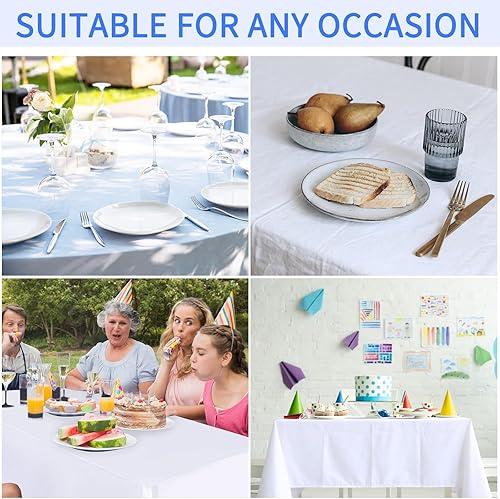 Miniatura 7 de Preboun Mantel de plástico desechable de 54 pulgadas x 100 pies, mantel de plástico con práctica caja de corte deslizante para fiestas, picnic,