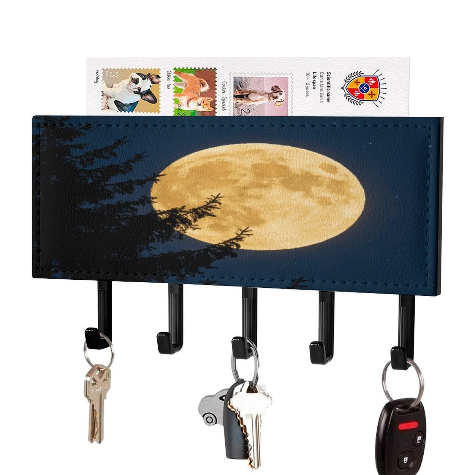 Organizador de llaves elegante de piel sintética y ganchos de pared duraderos