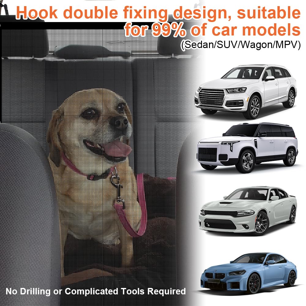 Filet De Protection Pour Chien En Voiture - 115 X 62 Cm, 4 Crochets