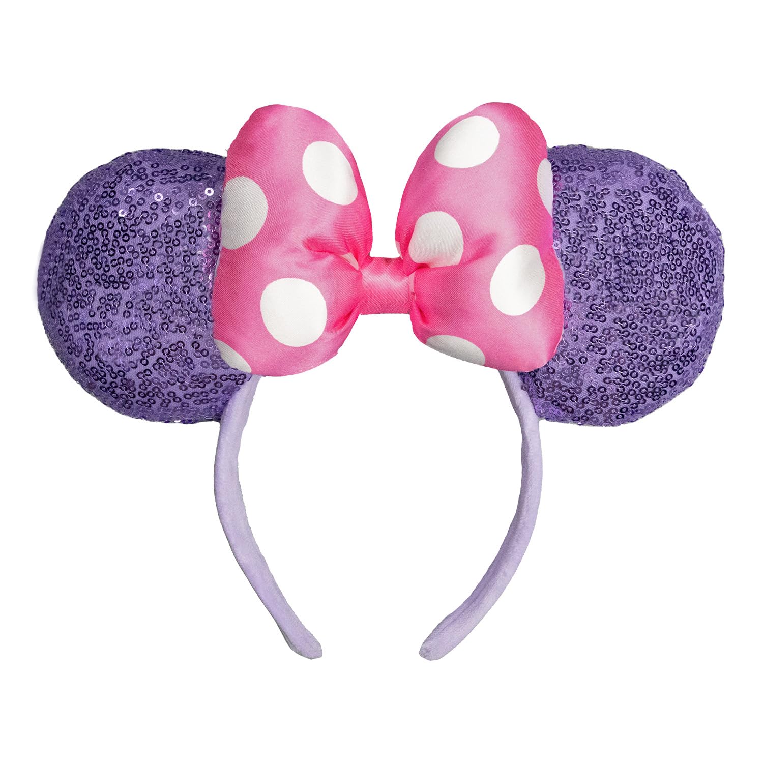 JIAHANG 3D Sequin Mouse Ear Headband, Satin Bow Hairband with Polka Dots, Hair Bow Velvet Headwear for Women Girls