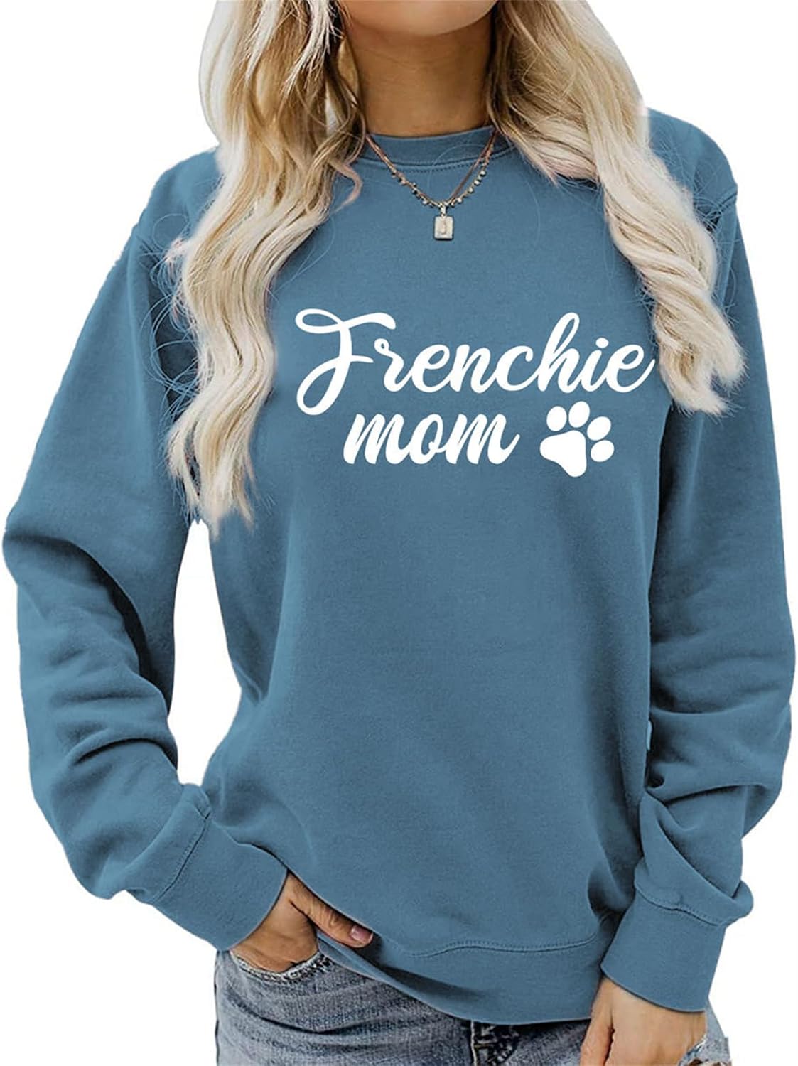 Funny Frenchie Mom Sweatshirt – Graphic Print Long Sleeve Crewneck Pullover for Dog Moms