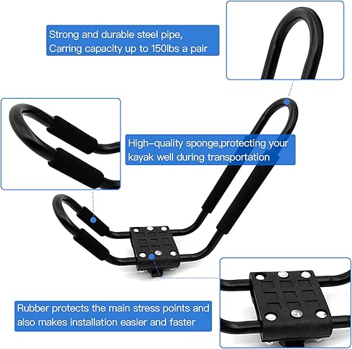 Miniatura 3 de Taelakeni 1 par de portaequipajes para kayak, portaequipajes universales para techo de coche para kayak y canoa para SUV, Jeeps
