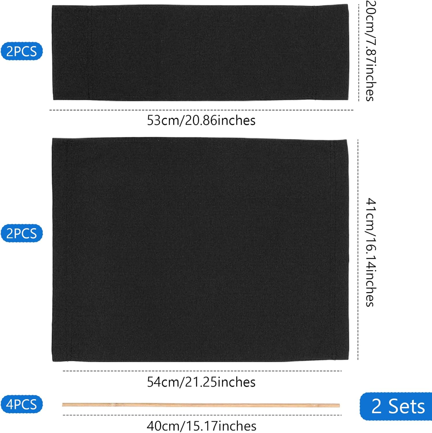 8PCS Elastic Casual Directors Chair Canvas Covers for Folding Directors Stools, Heavy-Duty Black Seat and Backrest Replacement Kit, Without Chairs