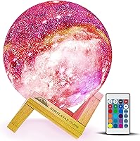 Vista 1 de Himalayan Glow Lámpara de luz nocturna 3D con galaxia y luna, luz de luna NSL de 5.9 pulgadas, 16 colores LED, regalos para niñas, niños, mujeres