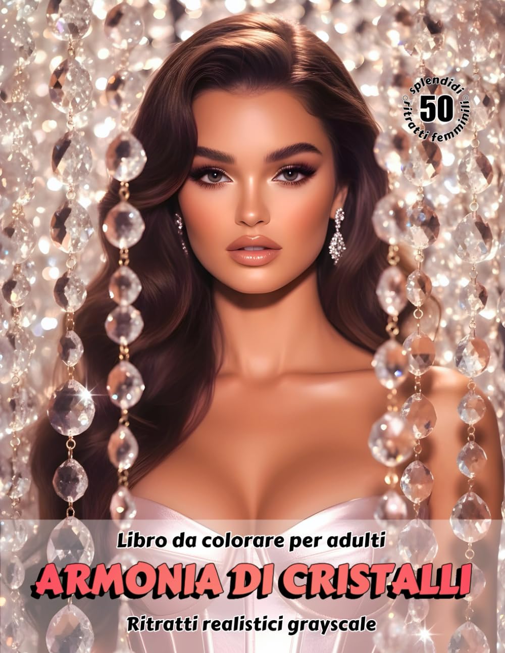 ARMONIA DI CRISTALLI – Libro da colorare per Adulti | Ritratti realistici Grayscale (in scala di grigi) | Splendidi Ritratti Femminili da colorare | per Adulti: Edizione italiana (Avventure colorate)